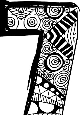 7號(hào)與抽象畫(huà)矢量圖