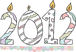 蠟燭矢量插畫制作2012新年快樂