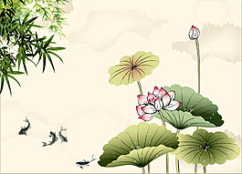 中國風荷花裝飾畫