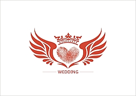 翅膀愛心指紋婚禮LOGO設計