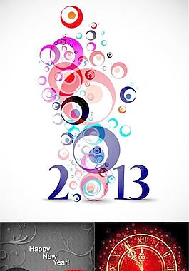 2013新年有色背景矢量素材