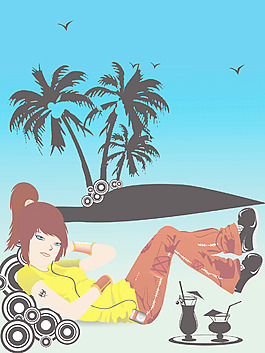 美丽的女孩在夏天的背景音乐