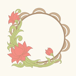 美麗的花卉裝飾的金色相框背景