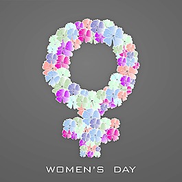 三八婦女節賀卡或海報裝飾的花象征著灰色背景的女人設計