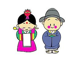 卡通韓國新娘和新郎矢量素材