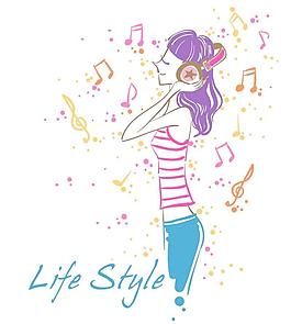 流行音樂(lè)的女孩矢量素材