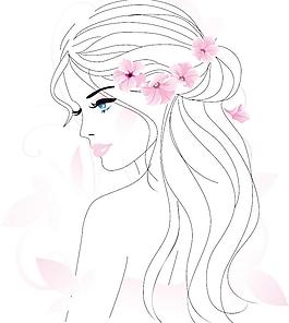 手繪美女頭像矢量素材