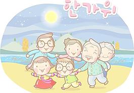 韓國卡通家庭矢量素材