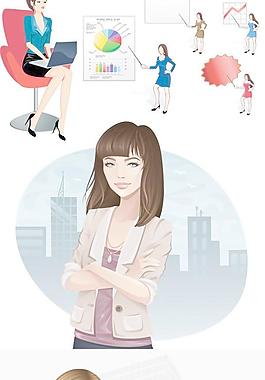 各種職業女性矢量素材