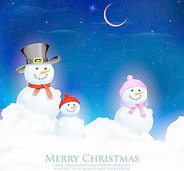 夢幻圣誕雪人背景矢量素材