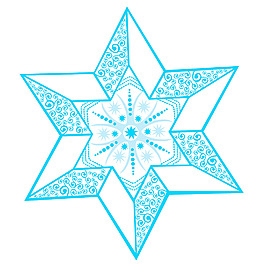 程式化的冬天星在中心的雪花
