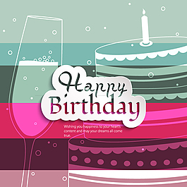 清新生日祝福卡片矢量素材