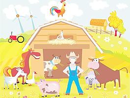 Cartoon farm estate vector material