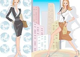 2時尚白領女性插畫矢量素材