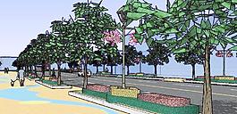 道路景观sketchup模型