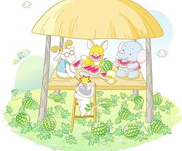 夏天西瓜卡通插畫矢量素材
