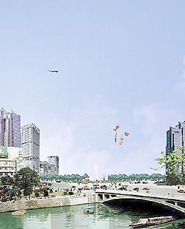 建筑效果圖PSD背景2