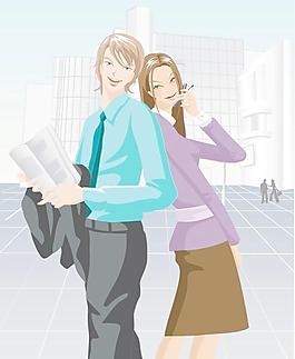 時(shí)尚的年輕企業(yè)的男性和女性矢量素材
