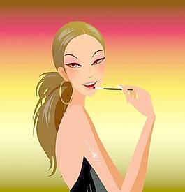 時(shí)尚美女化妝時(shí)尚矢量素材