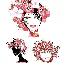 女性穿的花朵矢量素材圖片
