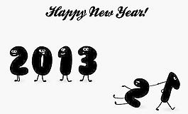 2013個(gè)可愛的新年的數(shù)字矢量素材