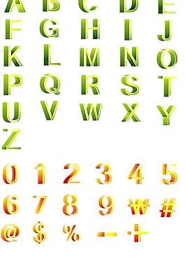 精美3D英文字母及数字矢量素材