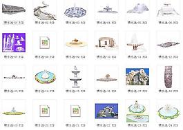 效果圖配景素材之噴水池