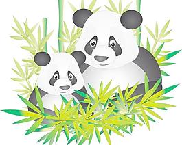 可愛(ài)的熊貓媽媽和兒子矢量素材