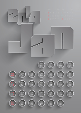矢量2014日歷設(shè)計(jì)-一月