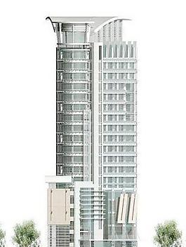 高層商務(wù)辦公建筑獨(dú)棟效果圖－PSD分層素材模板