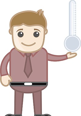男子手持溫度計