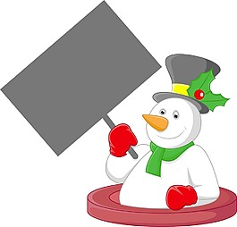 雪人拿著一張空白的旗幟