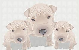 超級(jí)可愛的沙皮矢量素材