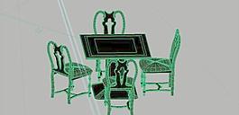 室內(nèi)裝飾家具桌椅組合433D模型