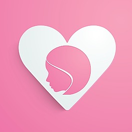 三八婦女節(jié)賀卡或海報的粉紅色背景女孩心的形狀設(shè)計和插畫設(shè)計