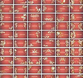 红金色花卡片背景矢量素材