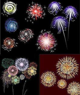 各種煙花綻放矢量素材