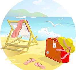 浪漫的夏日沙滩矢量素材