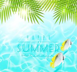 夏季熱帶魚背景矢量素材
