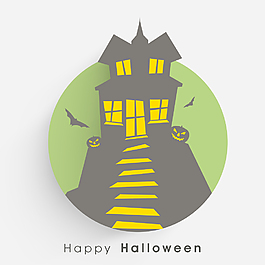 橫幅或背景上的綠色和灰色的背景與ahunted家萬圣節晚上