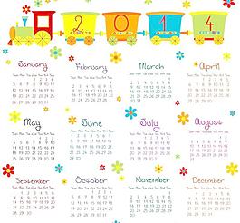天真的2014年歷矢量素材