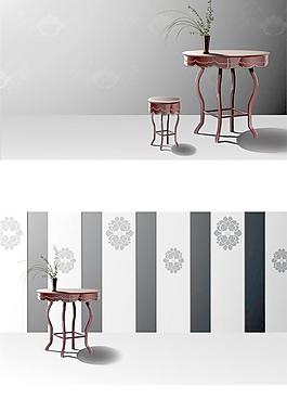 歐洲古典家具及背景矢量素材