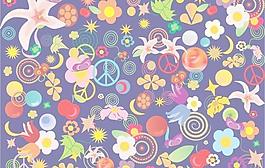 可愛的抽象花朵背景矢量素材