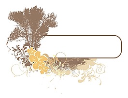 向量的Grunge舊貨花卉幀插圖