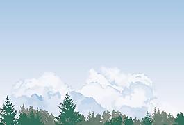 在天空的風景矢量素材的森林