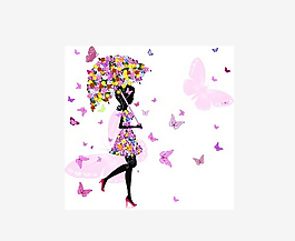 蝴蝶花卉女性插畫