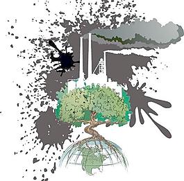 一個反應環境污染主題插畫矢量素材