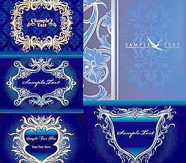 多華麗高貴的藍色邊框矢量素材