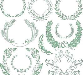 欧洲古典绿叶子图案矢量素材