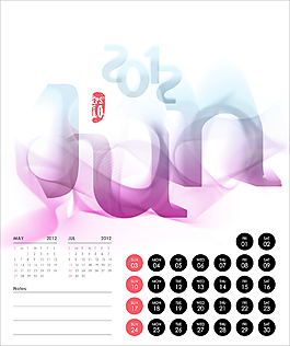 矢量2012日歷設(shè)計-六月